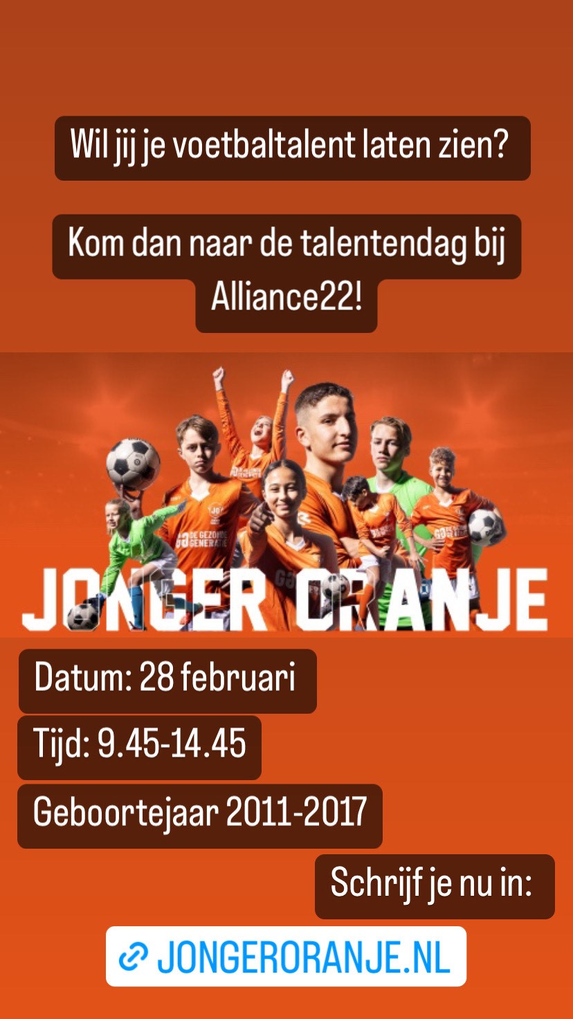Jonger Oranje Talentendag bij Alliance Haarlem